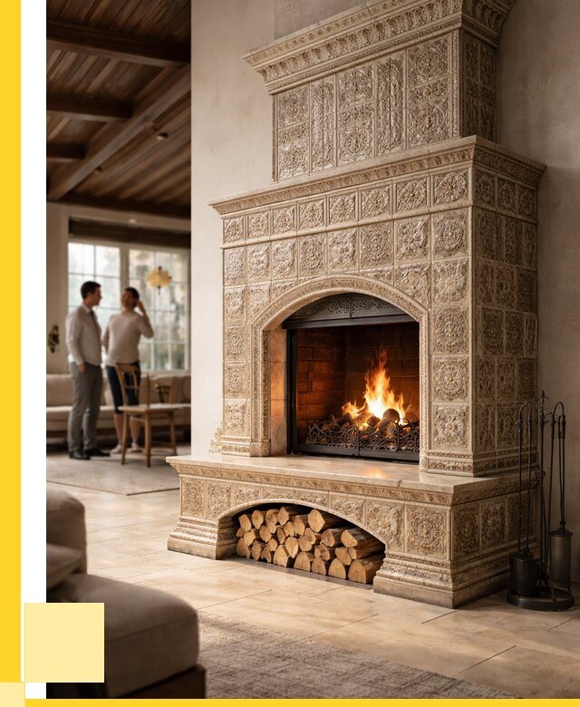 Купить изразцовый камин в Рославле от 256900 р. | ЭриданРлв