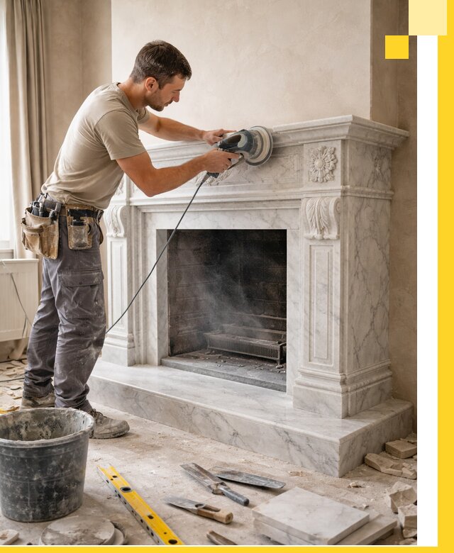 Изготовление и установка мраморных каминов в Рославле под ключ