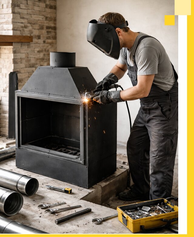 Продажа и установка металлических каминов в Рославле под ключ