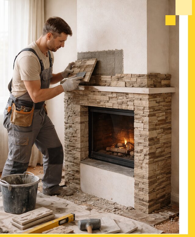 Изготовление и монтаж каминов для дома под ключ в Рославле