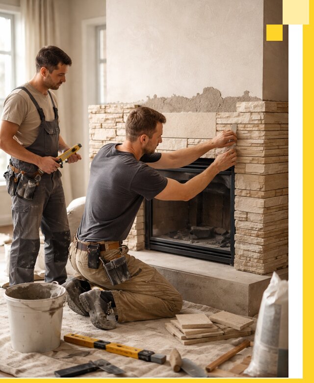 Установка и монтаж каминов для загородного дома в Рославле