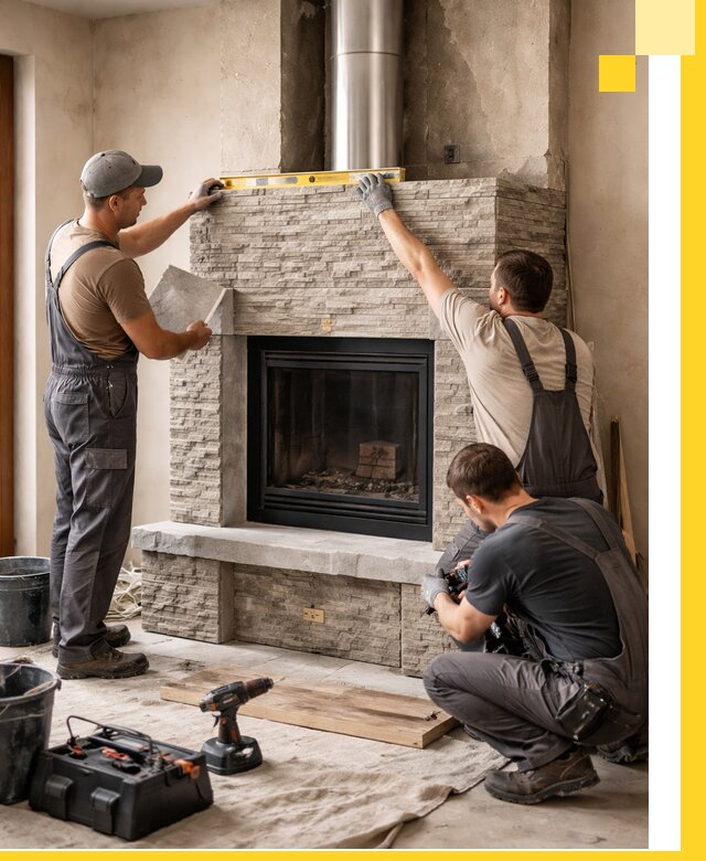 Профессиональный монтаж каминов под ключ в Рославле для дома