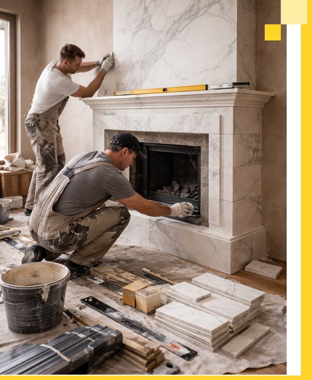 Отделка каминов в Рославле качественные облицовочные работы