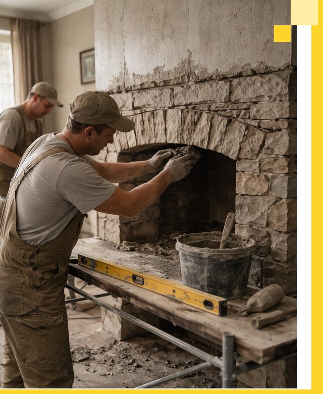 Изготовление каминов под ключ в Рославле, монтаж и отделка