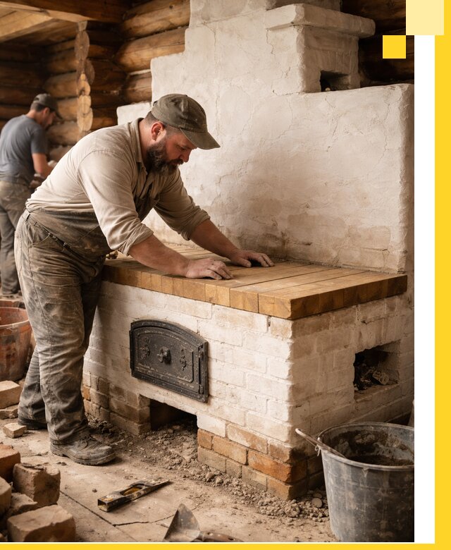 Проектирование и установка русской печи с лежанкой в Рославле