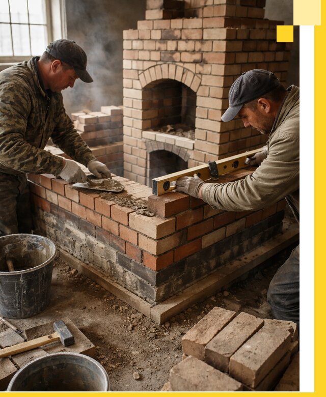 Изготовление и монтаж печей и каминов из кирпича в Рославле