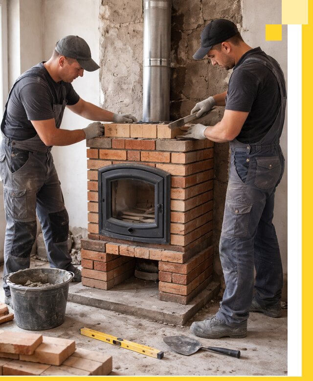 Монтаж печи камина под ключ в Рославле с гарантией и пусконаладкой