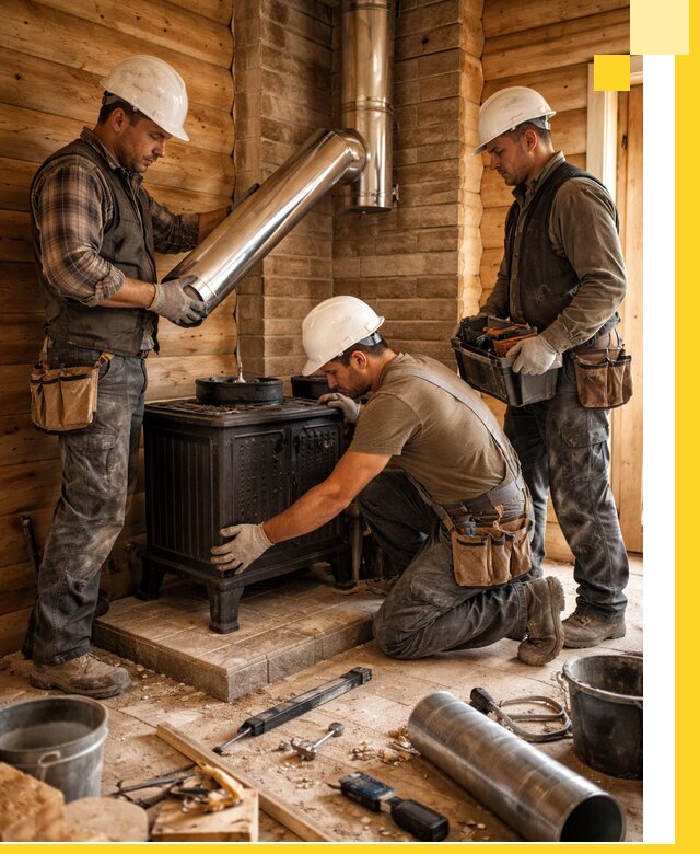 Профессиональный монтаж банных печей и дымоходов в Рославле