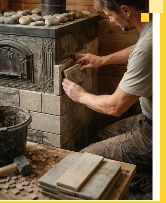 Облицовка банных печей в Рославле профессиональная отделка