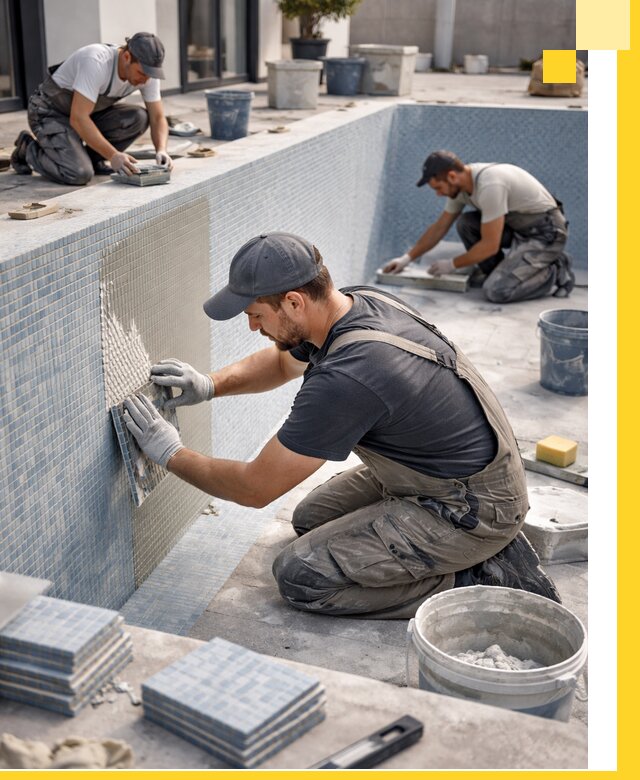 Облицовка бассейнов в Рославле плитка мозаика гидроизоляция