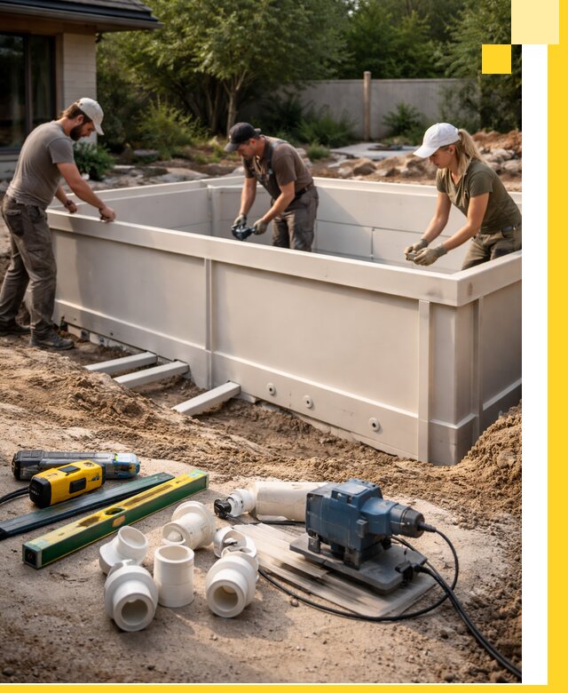 Установка полипропиленовых бассейнов под ключ в Рославле