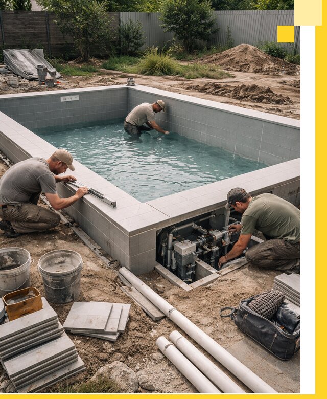 Строительство и монтаж бассейнов для дачи под ключ в Рославле