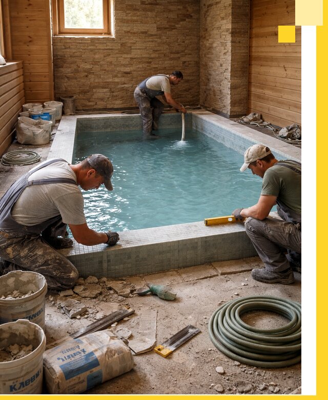 Проектирование и строительство бассейнов для бани в Рославле