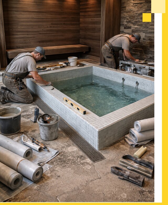 Установка и строительство бассейнов для сауны в Рославле