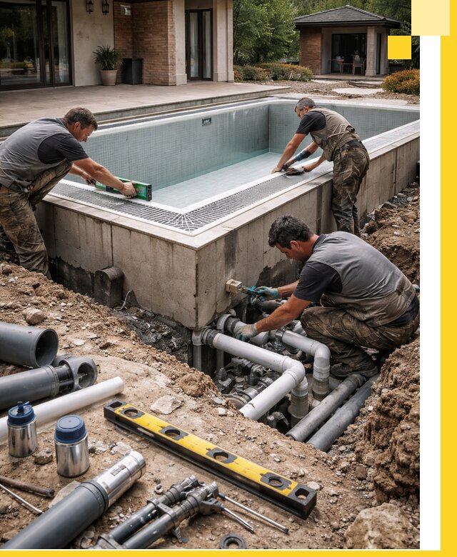 Строительство переливных бассейнов в Рославле под ключ