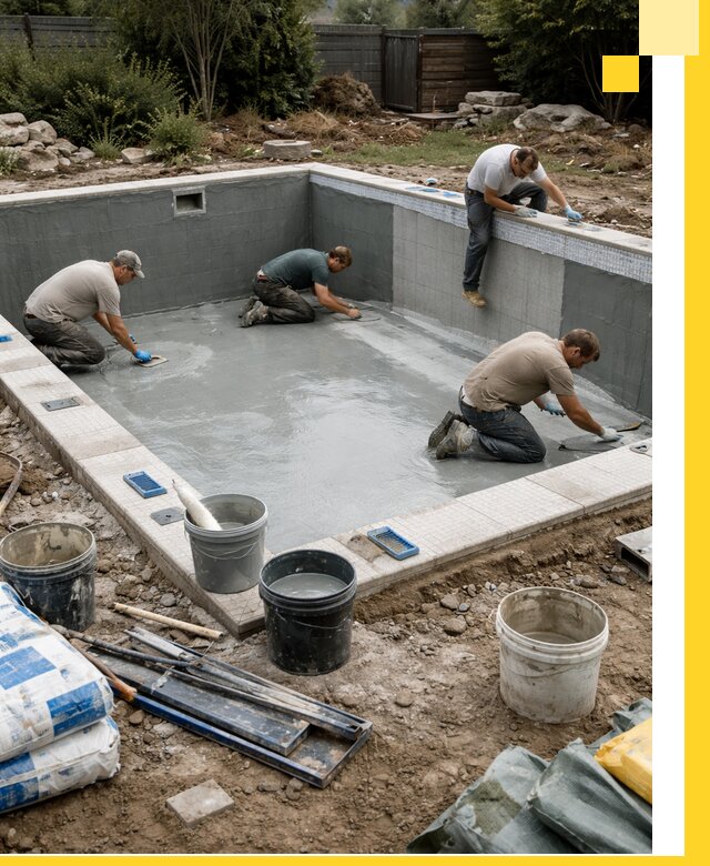 Изготовление и монтаж чаши бассейна под ключ в Рославле