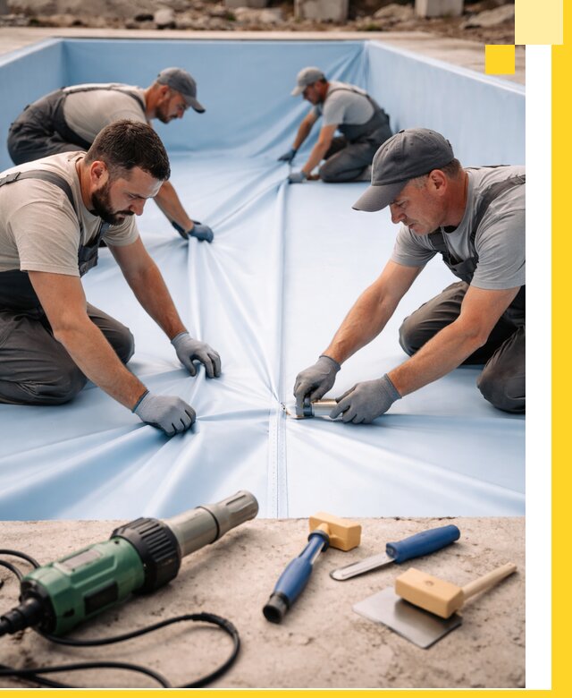 ПВХ пленка для бассейнов с монтажом и гарантией в Рославле