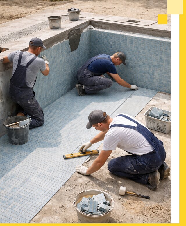 Укладка и установка плитки для бассейнов под ключ в Рославле