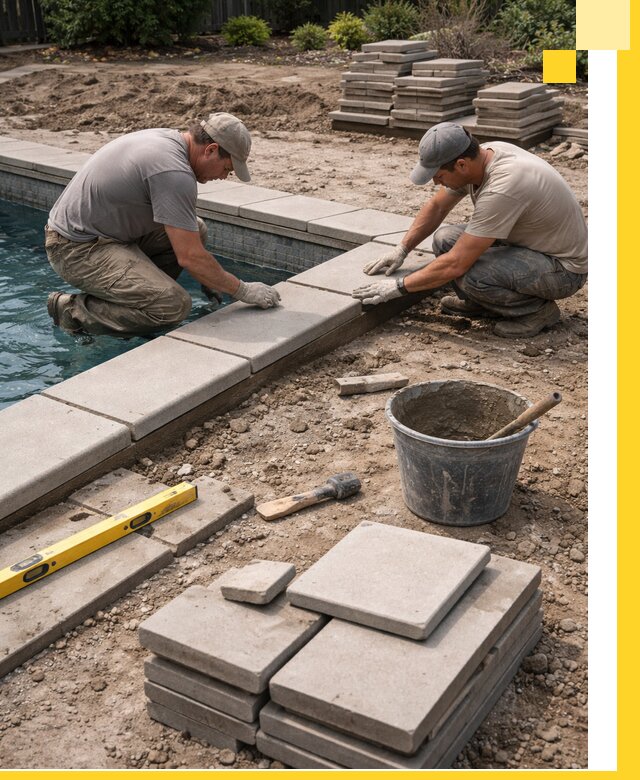 Установка и изготовление копингового камня для бассейнов в Рославле
