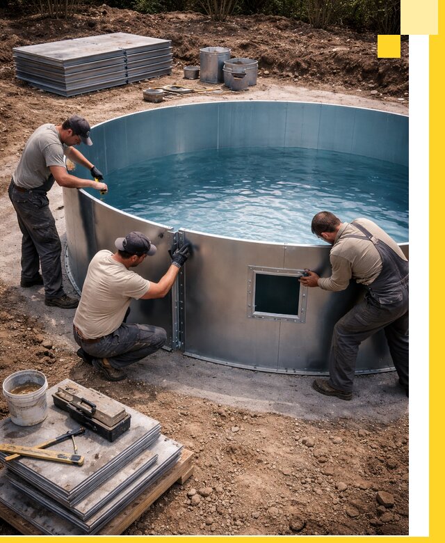 Круглые бассейны под ключ в Рославле проектирование и монтаж