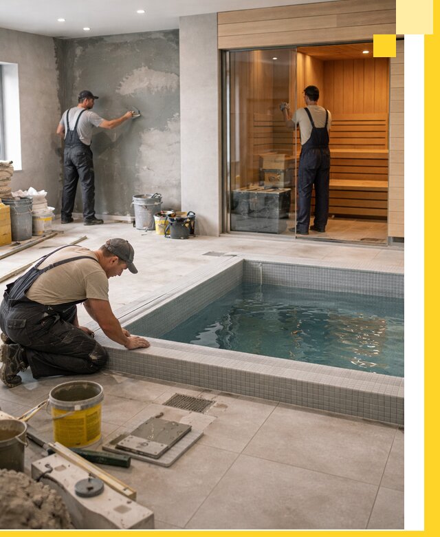 Проектирование и строительство сауны с бассейном в Рославле