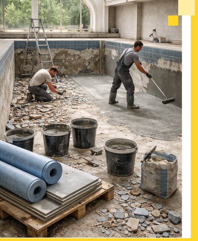 Реконструкция бассейнов в Рославле: ремонт, гидроизоляция