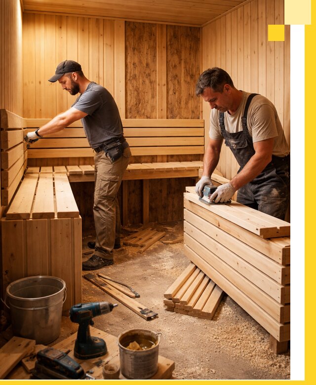 Профессиональный комплексный ремонт саун под ключ в Рославле