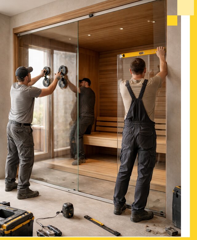 Производство и монтаж стеклянных саун под ключ в Рославле