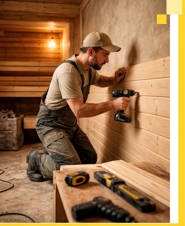 Профессиональная внутренняя отделка бани в Рославле под ключ