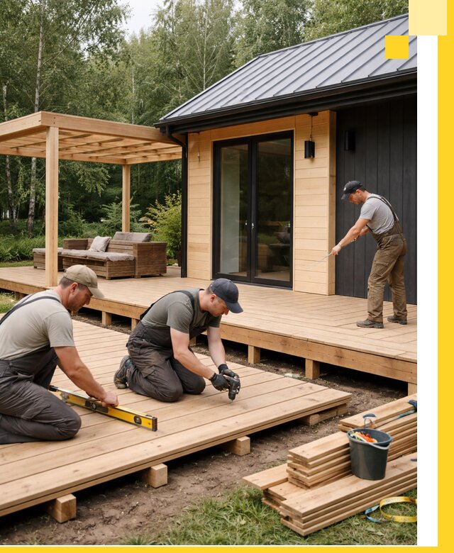 Строительство бань с террасой и бассейном под ключ в Рославле