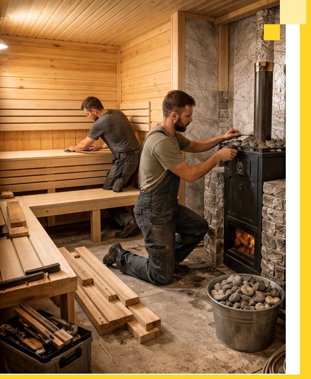 Дизайн и строительство интерьеров бань под ключ в Рославле