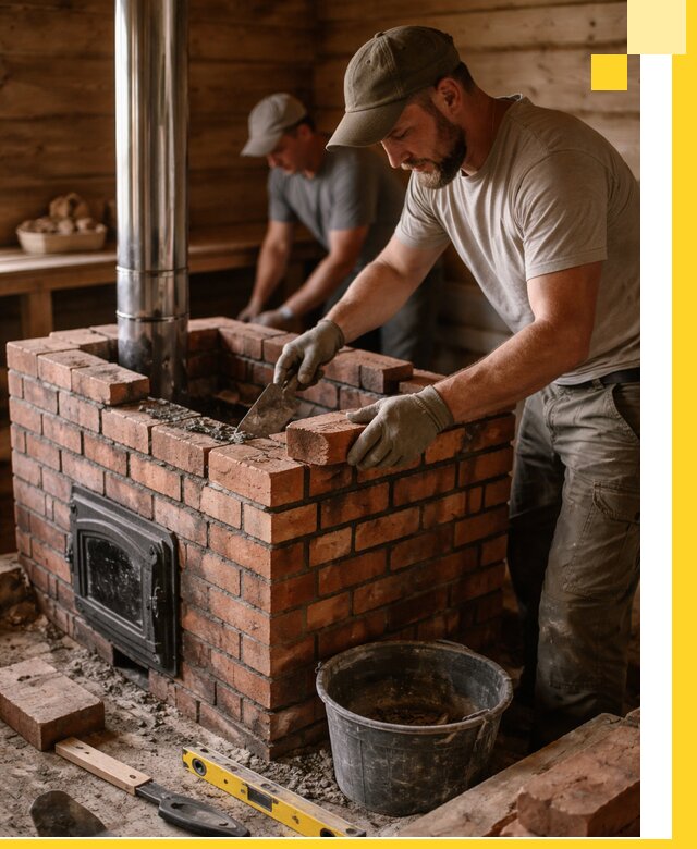 Кирпичные печи для бани под ключ в Рославле, проект и монтаж