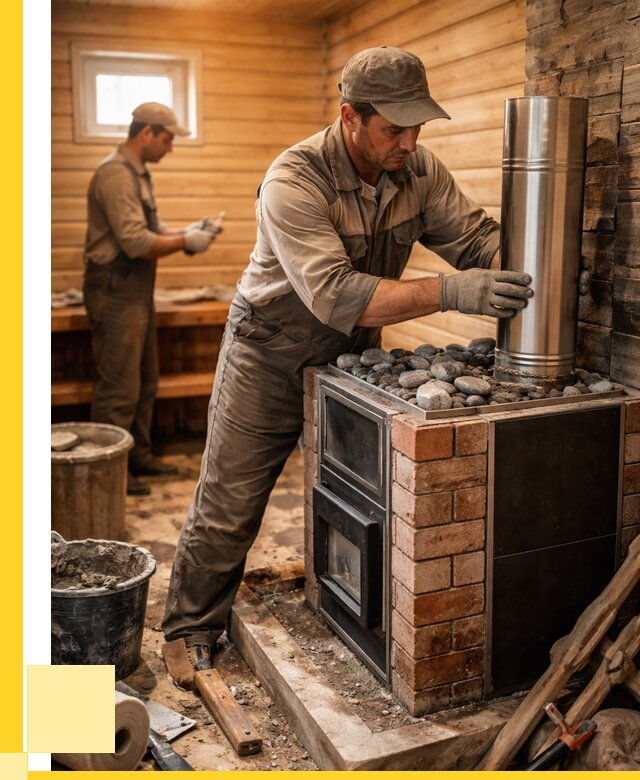 Монтаж печи в бане под ключ в Рославле от 20552 р. | ЭриданРлв