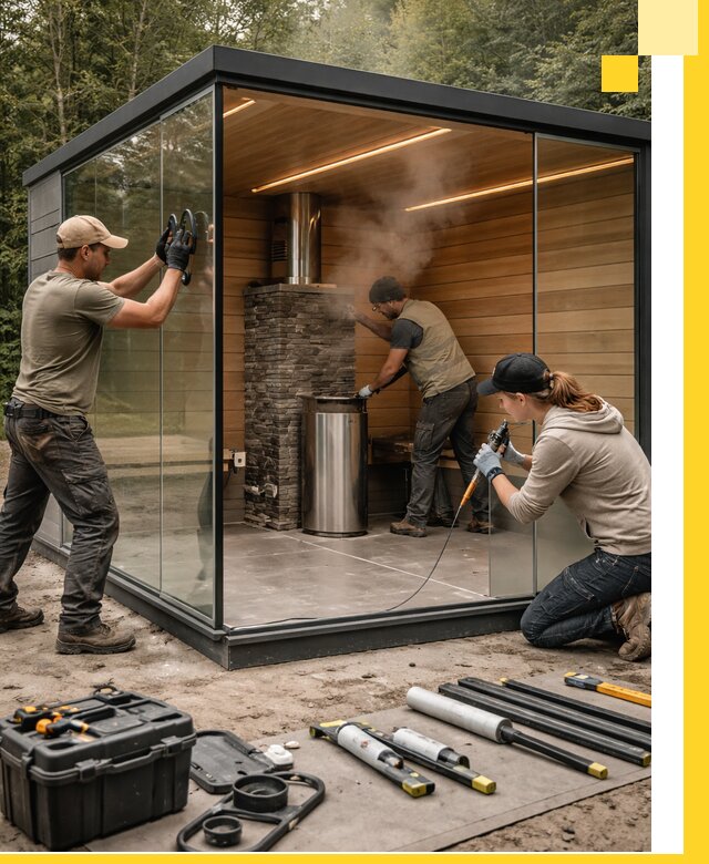 Проектирование и строительство стеклянных бань в Рославле