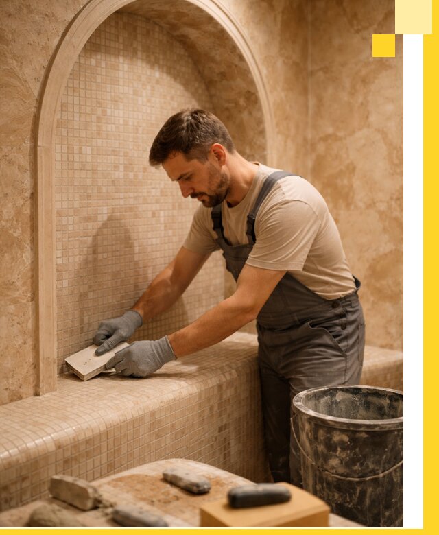 Профессиональная отделка хамамов с мозаикой под ключ в Рославле