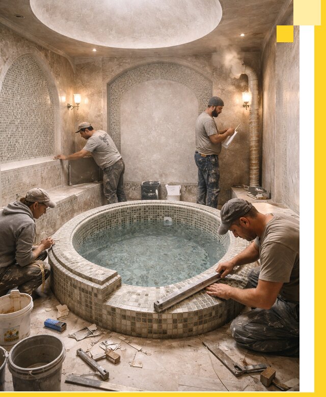 Профессиональное строительство хамама с бассейном в Рославле под ключ